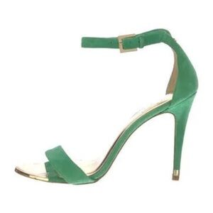 Ted Baker, London Green & Gold Julienne heels in size 39. Suede with ankle strap